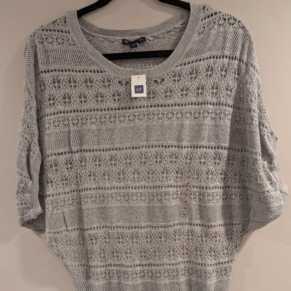 GAP Gray Crochet Knit Dolman Sleeve Sweater - Picture 2 of 3